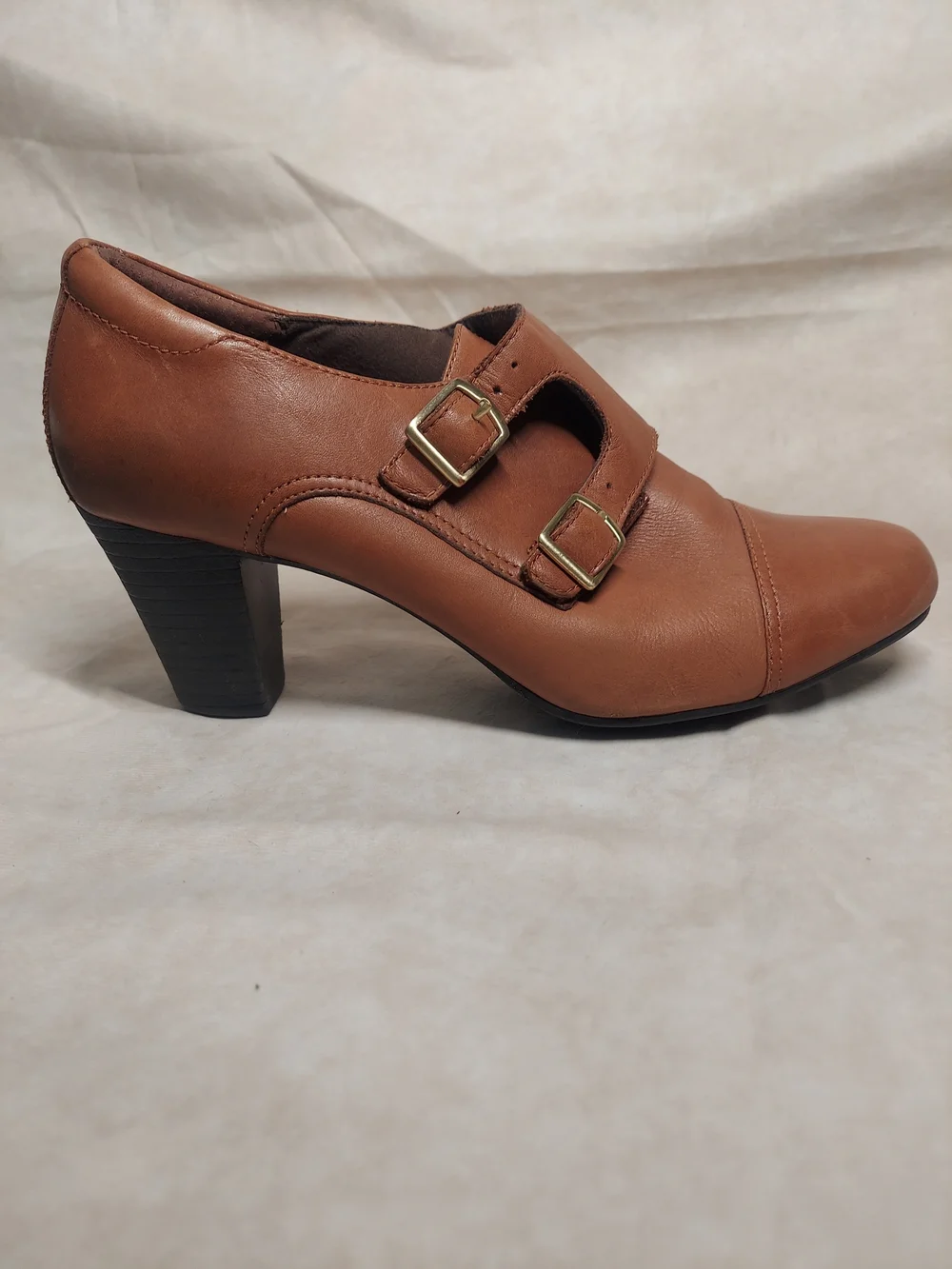 Clarks Bendables Sapphire Athena Double Monk Strap Booties Brown Leather size 9